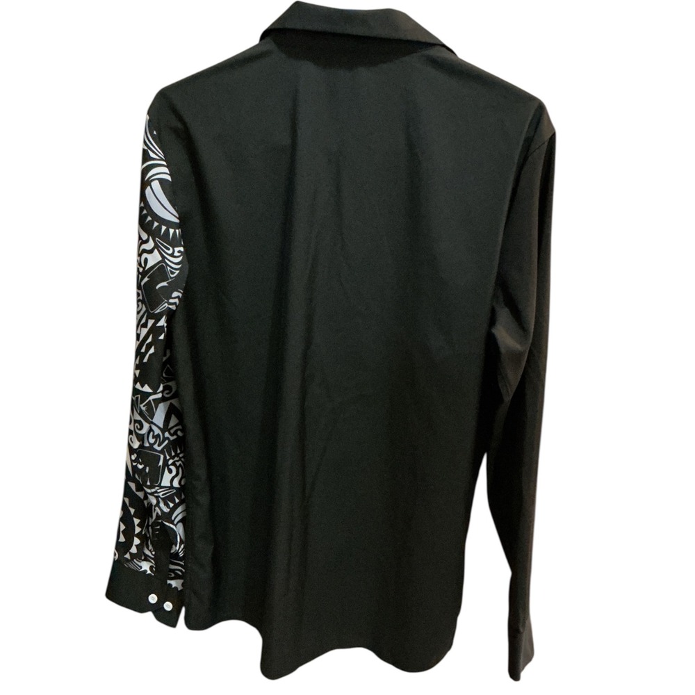 Manfinity Mens Tribal Graphic Print Button Up Shirt Black White Long Sleeve S - Picture 5 of 5